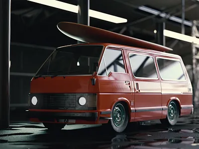 Vanlife 3dart 3drender cinema4d hdri houdini illustration photo redshift render toyota transporter van vanlife visual design