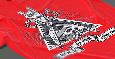 Rock Paper Scissors all seeing eye artistic tees branding conspiracy theory freemason game humor illuminati illustration indie logo masonic money paper punk rock rocknroll scissors unique tshirt design vector