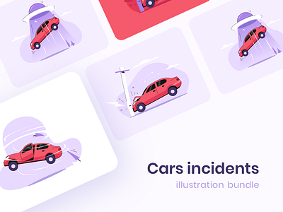 Illustration kit app car cards clean colour creative design flat icon illustration kit minimal purple red theme ui ux vehicle web website