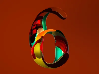 Half Japanese number six for 36 days of type 07 3d art 3dtype art direction artwork custom lettering customtype customtypography digital art erich gordon typogaphy