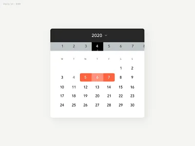 Daily UI Challenge #080 - Date Picker - Take3 calendar daily ui dailyui datepicker