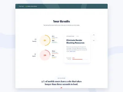 Shopify Speed Grader grader product design shopify speed ui