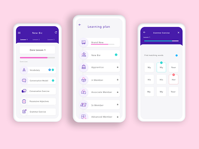 Learning English app design ui ux