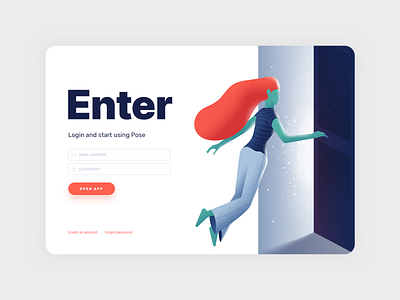 Pose - Login Screen illustraion product design web design