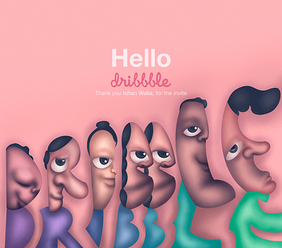 Hello Dribbble! art artwork character illustration charater design creative design debut debutshot design digital art digital illustration first post graphic design graphicdesign graphics hello dribble illustration illustration style procreate typography