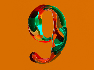 Half Japanese number nine for 36 days of type 07 36daysoftype07 3d 3dtype art direction art directors club color custom lettering custom type digitalart erich gordon japanese style lettering nine seventies color shapes type type art type design typogaphy