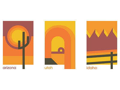 Minimalist U.S. State Series - High Desert adobe illustrator arizona color design grid high desert idaho illustration state series us states utah