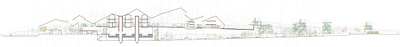 section a. China Train Station architecture design illustration