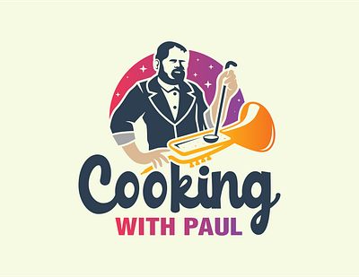 Cooking With Paul character chef cook cooking logo logo design man mascot people saxophone stars tuba