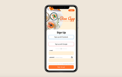 First signup screen attempt app daily 100 challenge dailyui design feedbackplease iphone11 learning mobile recipe signup