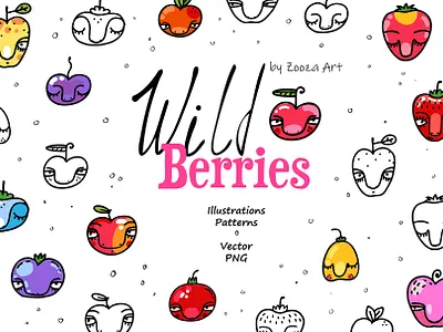 Wild Berries barry berries berry design illustration illustrations logo prints stickers zooza