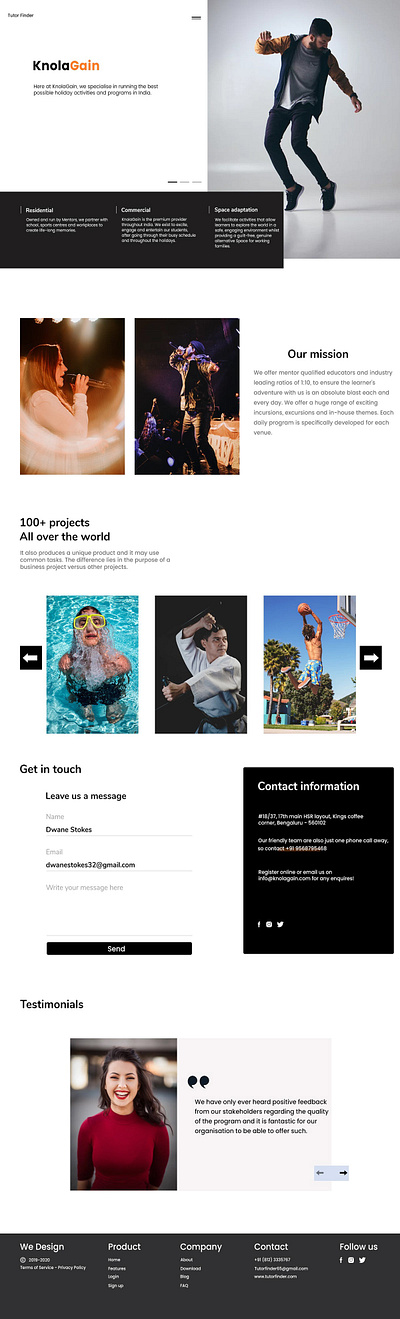 Knola Gain Tutor Finder assignment uiux website design