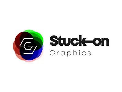 Logo for Stuck-on Graphics (graphics print shop) agency brand identity branding design graphic design agency graphics graphics shop logo logo design print shop redesign revamp sticker vibrant logo visual identity