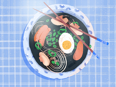 I Miss Ramen chopsticks dish egg food icon illustration noodles pattern procreate ramen recipe texture yummy menu