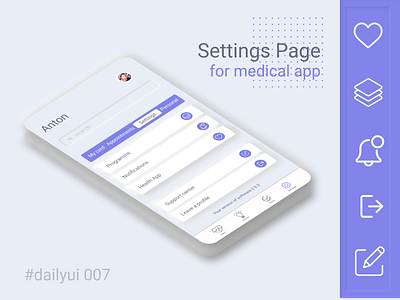 Settings page DayliUI 007 dailyui dayliui setting settings settings page settings ui uidesigner