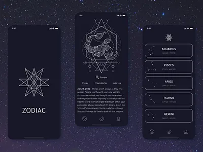 Simple daily horoscope app app design horoscope simple design zodiac zodiac sign