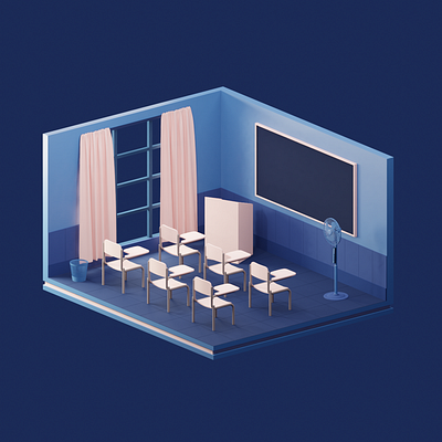 Class Room - Low Poly 3d 3dmodeling blender blender3d logodesign low poly render