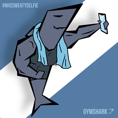 Homeshark art branding characterdesign creative design flat gymshark illustration selfie shark web