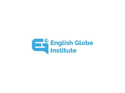 English Globe Institute app blue brand branding design egi globe icon logo logo design logotype monogram speech vector white