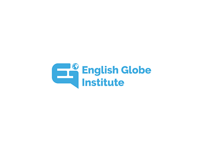 English Globe Institute app blue brand branding design egi globe icon logo logo design logotype monogram speech vector white