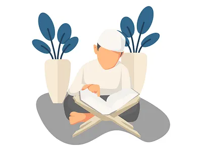 child on reading holy qur an holyquran illustration moslem ramadan kareem reading vector