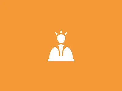 Think Engineer app brand branding design engineer helmet icon idea lamp light logo orange vector white