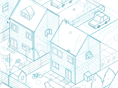 Suburbs illustration isometric procreate suburbs