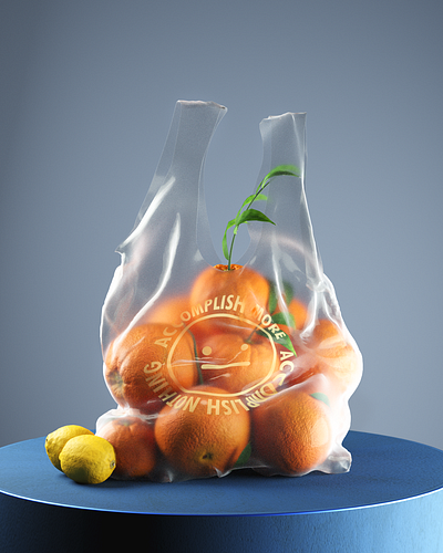 Plastic & Oranges 3d bags c4d cgi fruit marvelous designer octane oranges