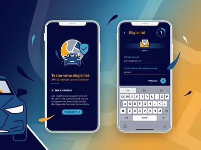 Industry - Eligibility Form aurélie dassonville automobile blue car contact form cyan dark mode eligibility form fields form icons set industry industry 4.0 inscription mobile navy pixeloscopia ui design yellow