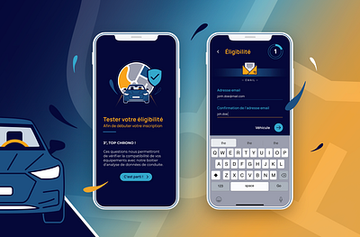 Industry - Eligibility Form aurélie dassonville automobile blue car contact form cyan dark mode eligibility form fields form icons set industry industry 4.0 inscription mobile navy pixeloscopia ui design yellow