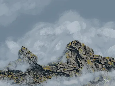 Foggy Mountains digital painting fog illustration mountain range mountains outdoor outdoor art painting