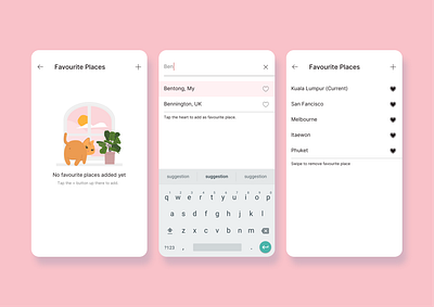Favorite Place Placeholder alex chan cat illustration material design pink ui ui daily ui design