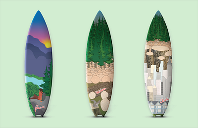 Deforestation digital art digital illustration flat design forest graphic design illustration art mockup national park poster design surfboards