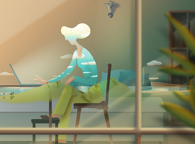 Keeping a little outside in you. characterdesign debutshot designer drawing flora graphicdesign illustration landscape laptop outdoor photoshop plants user work