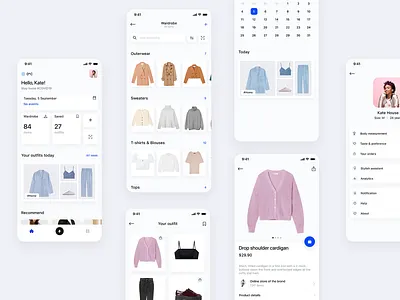 👕 Smart Stylist | Mobile Design Concept card dashboard e commerce light minimalism mobile app design stylist uiux wardrobe