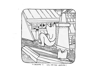 If you like lasagna, you're not alone! bande de sauvages illustration ink lasagna monsters paris rooftop