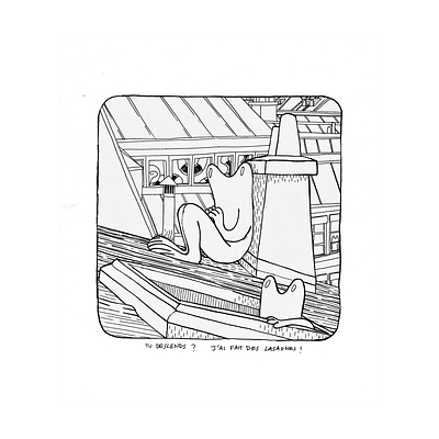 If you like lasagna, you're not alone! bande de sauvages illustration ink lasagna monsters paris rooftop