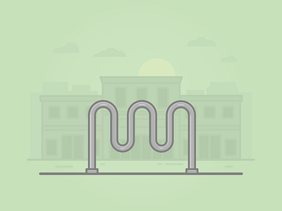 Bike Parking bicycle bike lock city flat design illustration lines lock street vector