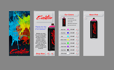 Evolution Spray paints branding design logo mobile mobile ui nuemorphism typography ui ui design uiux ux design vector