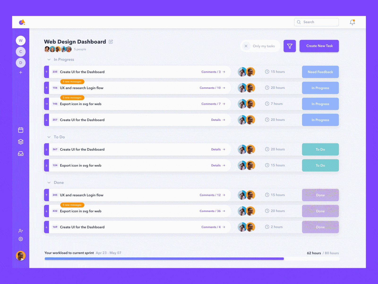 TeamWork Organizer animation board crm design gif organize team teams ui ux web