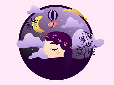 Dream ai art cloud cute flat illustration illustrator night sketch