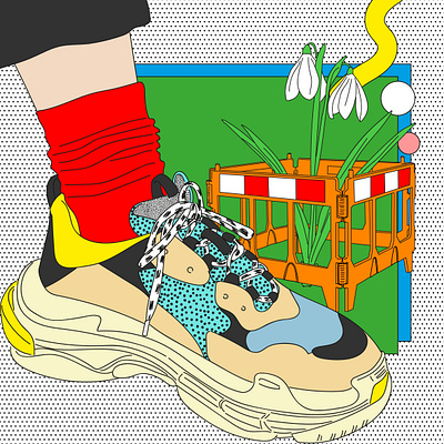 spring vibes balenciaga dots flower illustration pattern popart sneaker spring