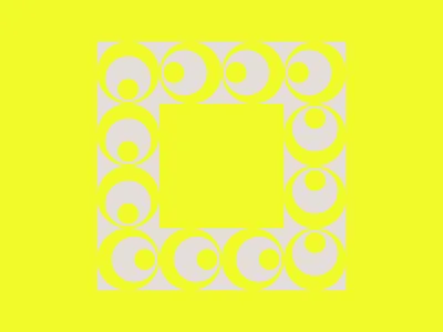 Over Here! Over There! animation bold circle eyes geometric loop monochrome motion design square vivid white yellow