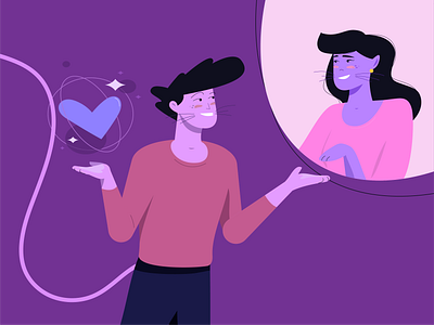Late Night Feelings cat character colors flat girl heart illustration love lovers people vector