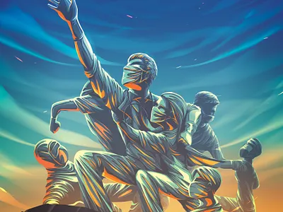 To Victory art concept coronavirus covid 19 dedicated design doctor encouragement epidemic glorious illustration medical illustration monument nurse pandemic vector illustration victory