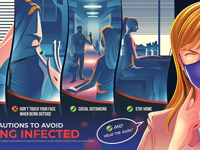 5 Precautions to Avoid Being Infected concept coronavirus covid 19 handwash idea illustration infographic mask pandemic precaution safe social distancing stayhome vector