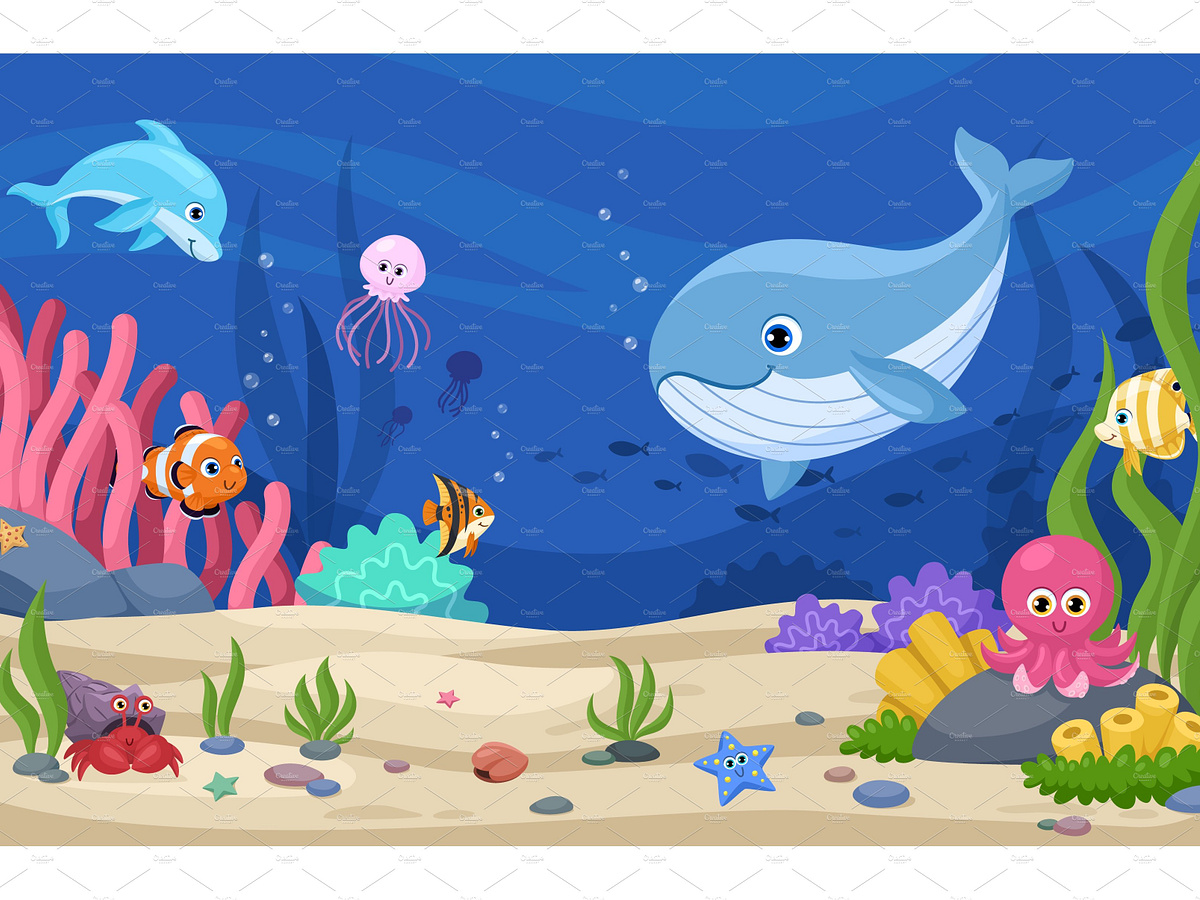 Underwater animal background by LadadikArt on Dribbble