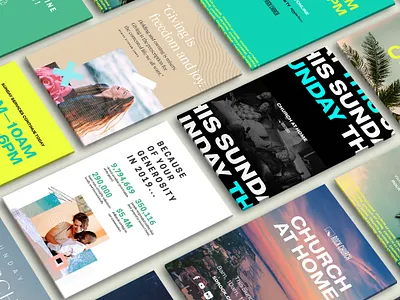 Church Online Social Graphics adobe photoshop bold font church church design church marketing church online colorful design graphicdesign instagram instagram post instagram template photoshop social media design social media pack social media templates sunday typography