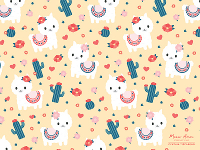 Happy Llama Pattern illustration kidpatterns llama pattern a day pattern art patterndesign patternillustration patternlife patternplay surfacepattern textile print