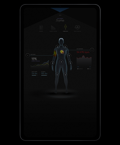 Health / Bio-Analysis Visual UI body design healthcare infographic design interactive interface medical ui